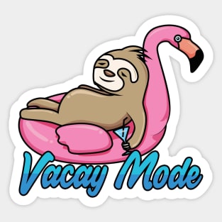 Vacay Mode Funny Sloth Cartoon Sticker